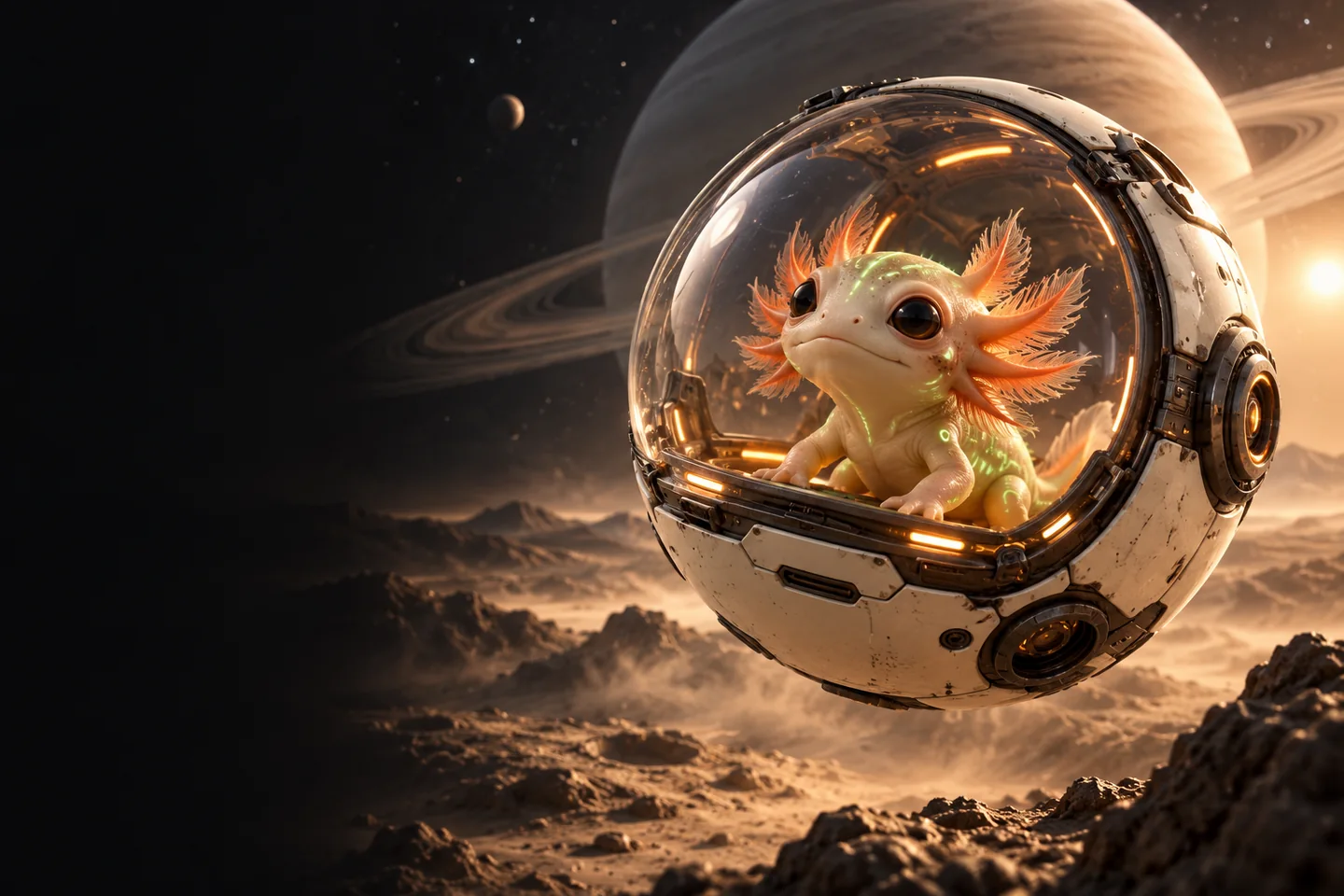 A recovered life pod floating above the orbital frontier